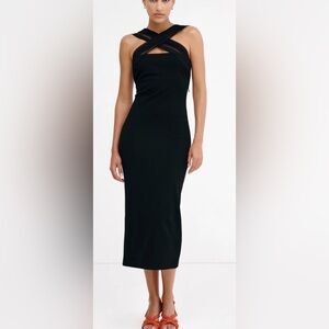 Marcella Waldorf Dress
European Ponte & Mesh Midi Dress